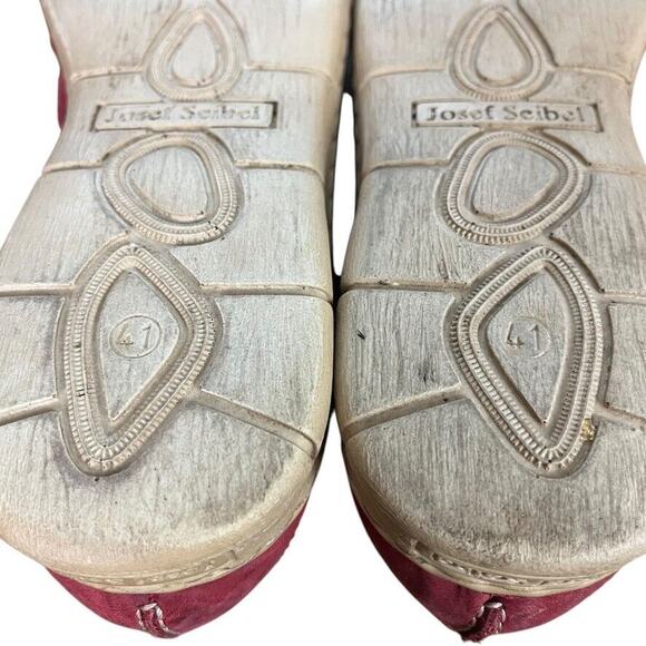 Josef Seibel Womens Red Leather Flats Slip On Cut Outs Loafers Shoes 41 10 10.5 - Picture 14 of 16